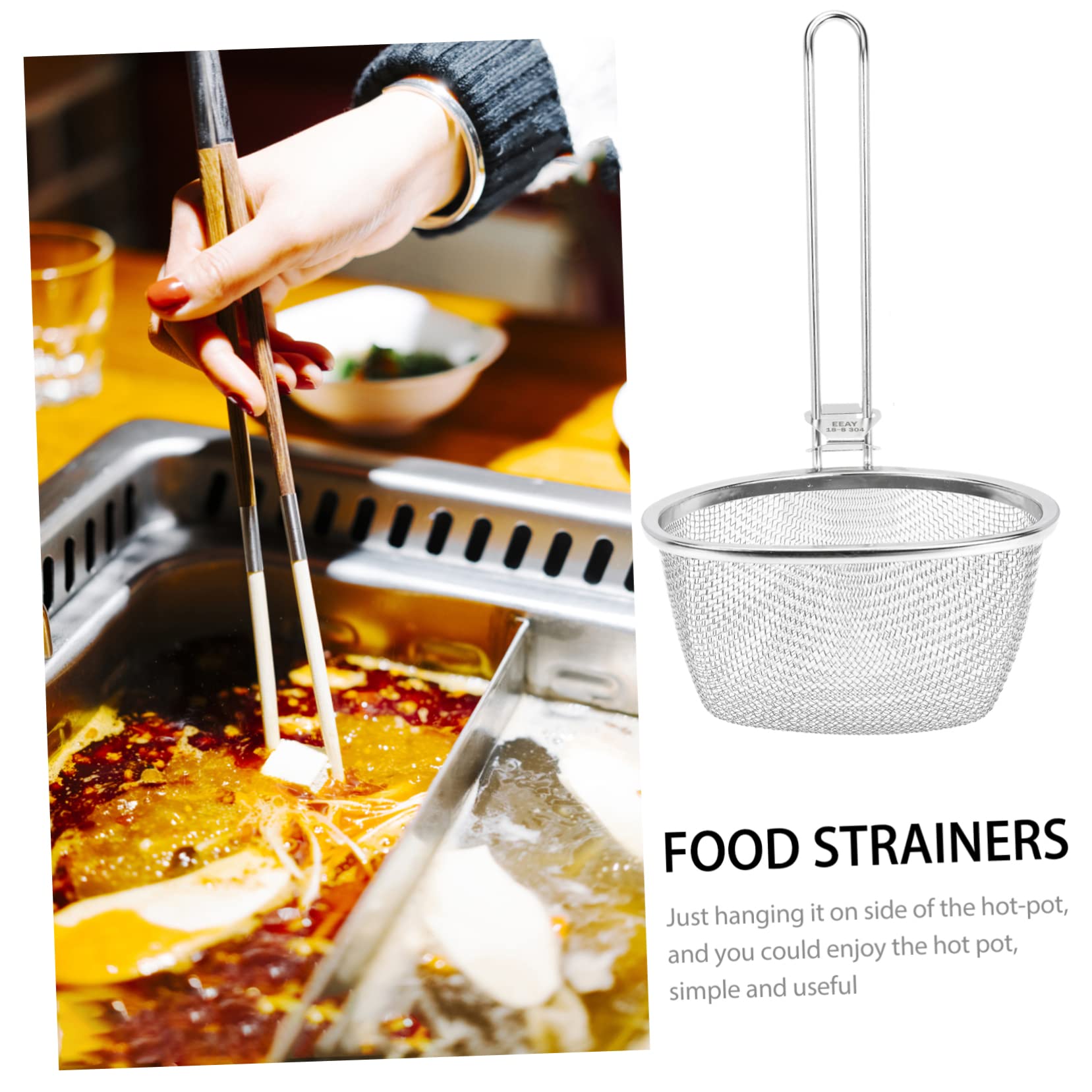 Garneck Stainless Steel Strainer Spoon Premium Fine Mesh Colander for Hot Pot Multi Purpose Filtering Scoop Resistant Kitchen Tool Easy to Use Store