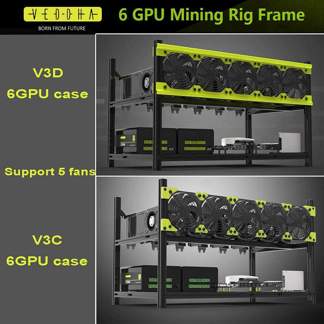 Amazon.com: Professional 6/8 GPU Miner Mining Case Aluminum Frame Mining Rig  for ETH ZEC/Bitcoin Crypto Coin Currency Mining Veddha (V3D-6GPU) :  Electronics