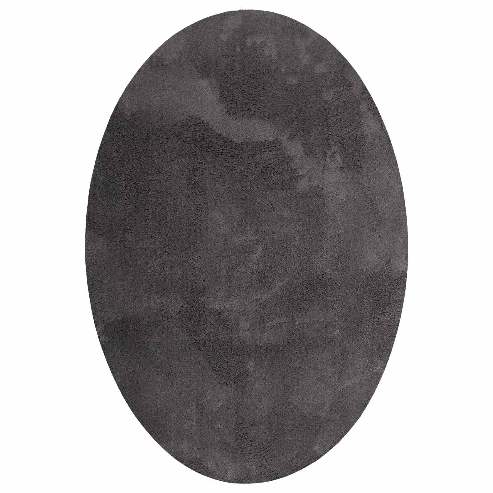 HUARTE Alfombra ovalada antracita 170 x 120 cm, 100 % poliéster, alfombra de salón mullida con parte inferior antideslizante, plegable, duradera, para salón, pasillo, dormitorio