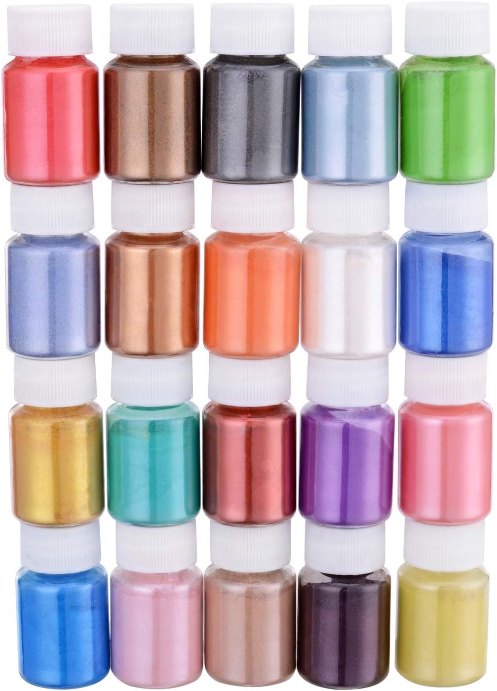 Mica Pigments 20 Colors Set - Soap Making Dye - Soap Coloring Set - Mica Colors for Soap Making - Mica Colorant for Epoxy - Mica Powder Set for DIY Cosmetic / Soap / Paint / Nail Arts Polish