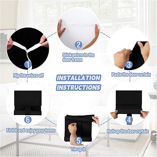 Miniatura 2 de Cortina 100% opaca para puerta de aula (10 pulgadas de ancho x 30 pulgadas de largo, color negro, 1 panel)