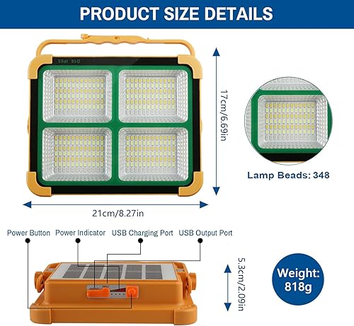 Miniatura 4 de Luz de trabajo recargable portátil solar, 16500 mAh, 120 W, batería de inundación magnética, luz de trabajo de 10000 lm, luces LED para exteriores,