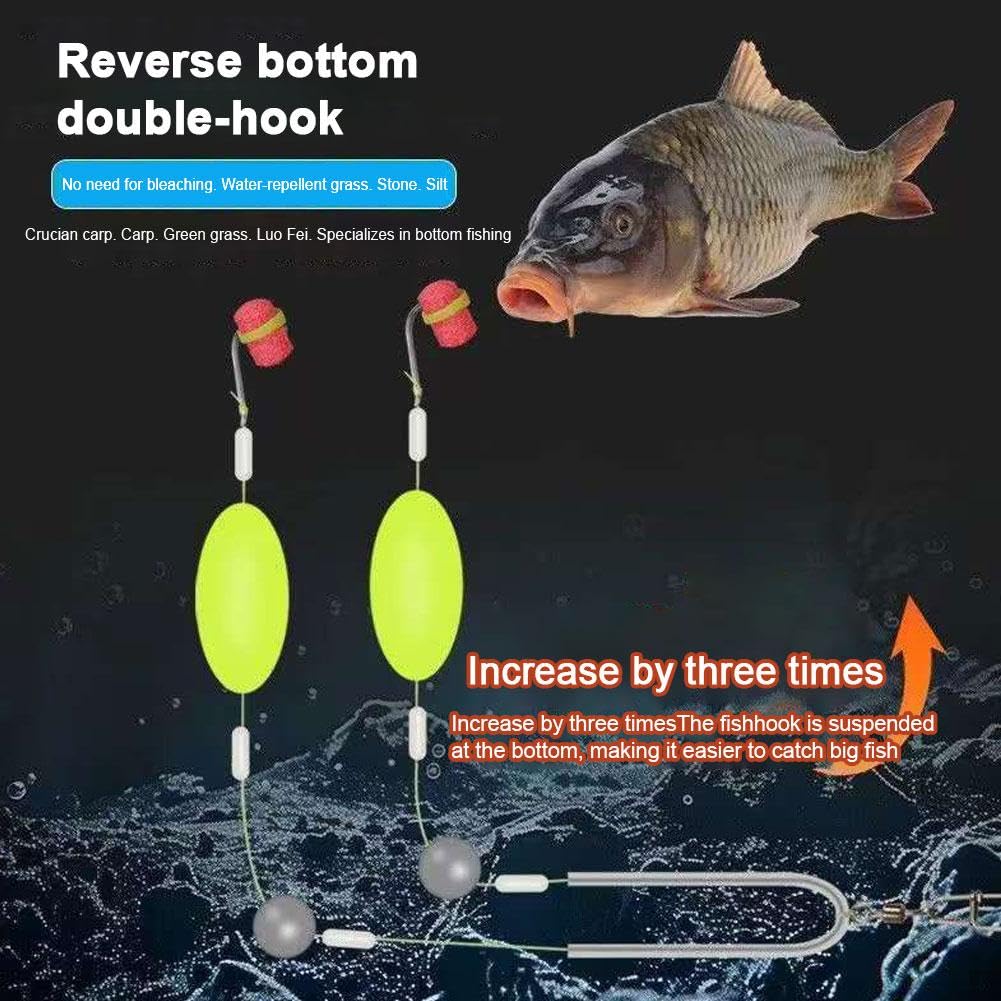 Bas de ligne inversé à double hameçon, hameçons de pêche anti-enchevêtrement, résistant aux accrocs, utilisation en eau douce et salée (#6
