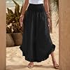 Yaoeye Pantalones de Lino para Mujer Verano 2026, de Pata Ancha, Cintura Fruncida, con Volantes, Palazzo, Bohemios, Fluidas, para Playa, con Bolsillos 5