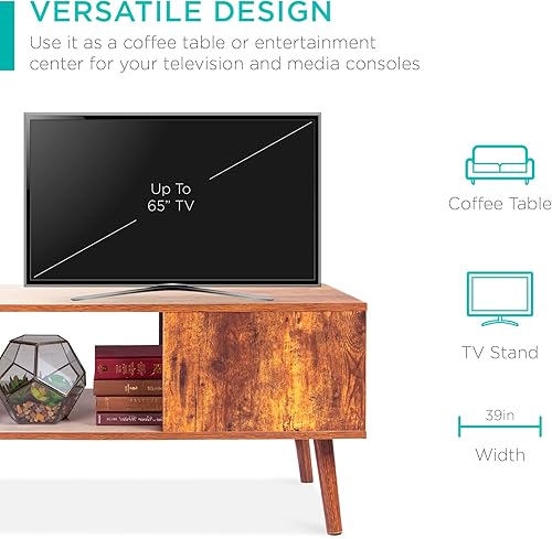 Miniatura 5 de Best Choice Products Mesa de centro moderna de madera de mediados de siglo, muebles decorativos para sala de estar, interior, decoración del hogar