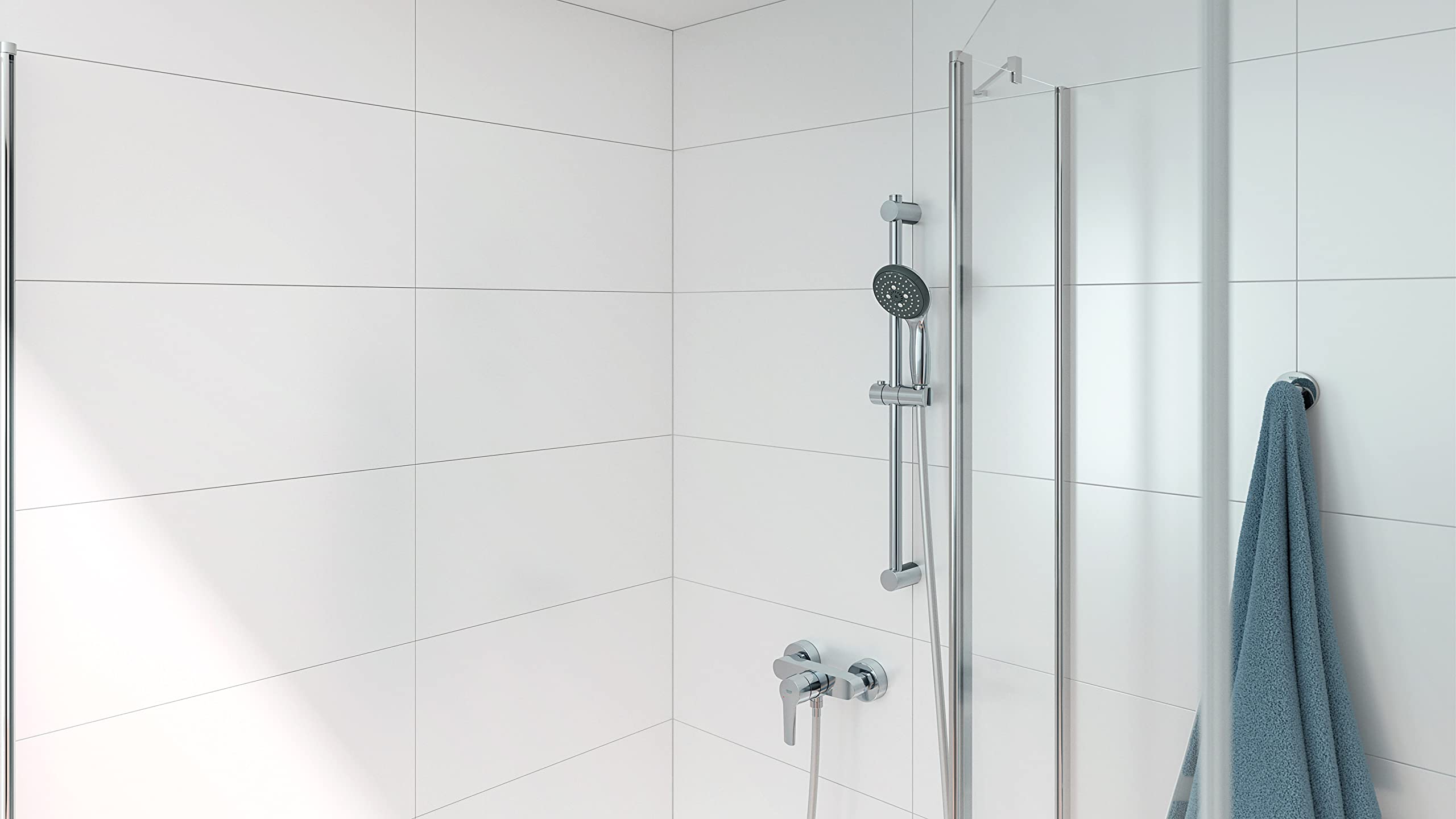 GROHE Start QuickFix, Grifo de ducha monomando (montaje en pared y salida inferior, menor consumo de agua, instalación con QuickSpanner incluída), cromo, 24208002