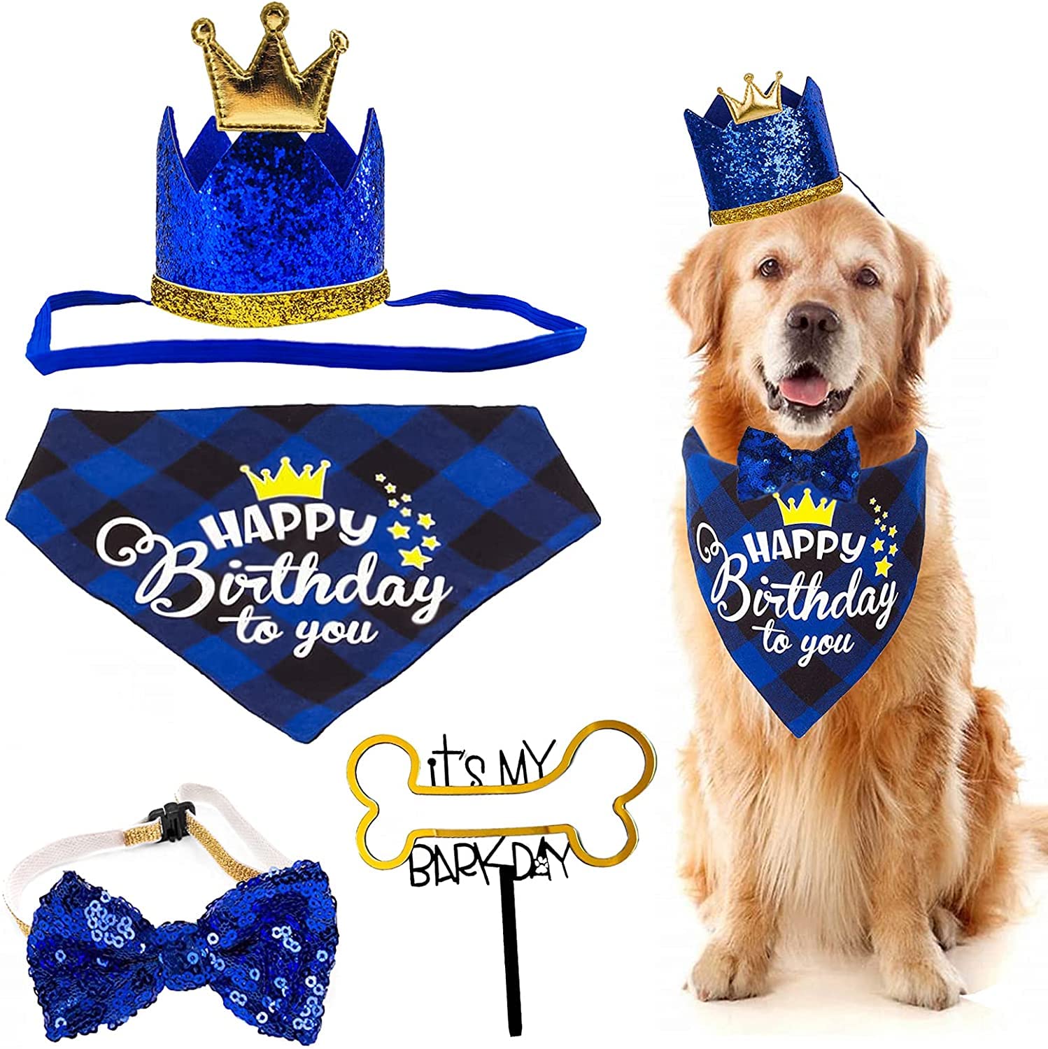 KUTKUT Dog Birthday Hats Boy Dog Birthday Party Supplies Dog Birthday