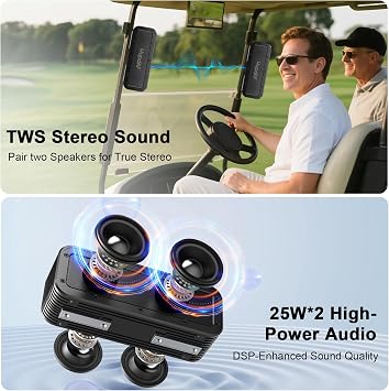Hupoaf Bluetooth Speaker, 100W PEAK Portable Loud Speakers Wireless, Black | 50W Stereo Bass, 30H Playtime, IPX7 Waterproof Outdoor Speakers, 3EQ, AUX, TF Card, TWS Pairing, Powerful Speaker Home/Party