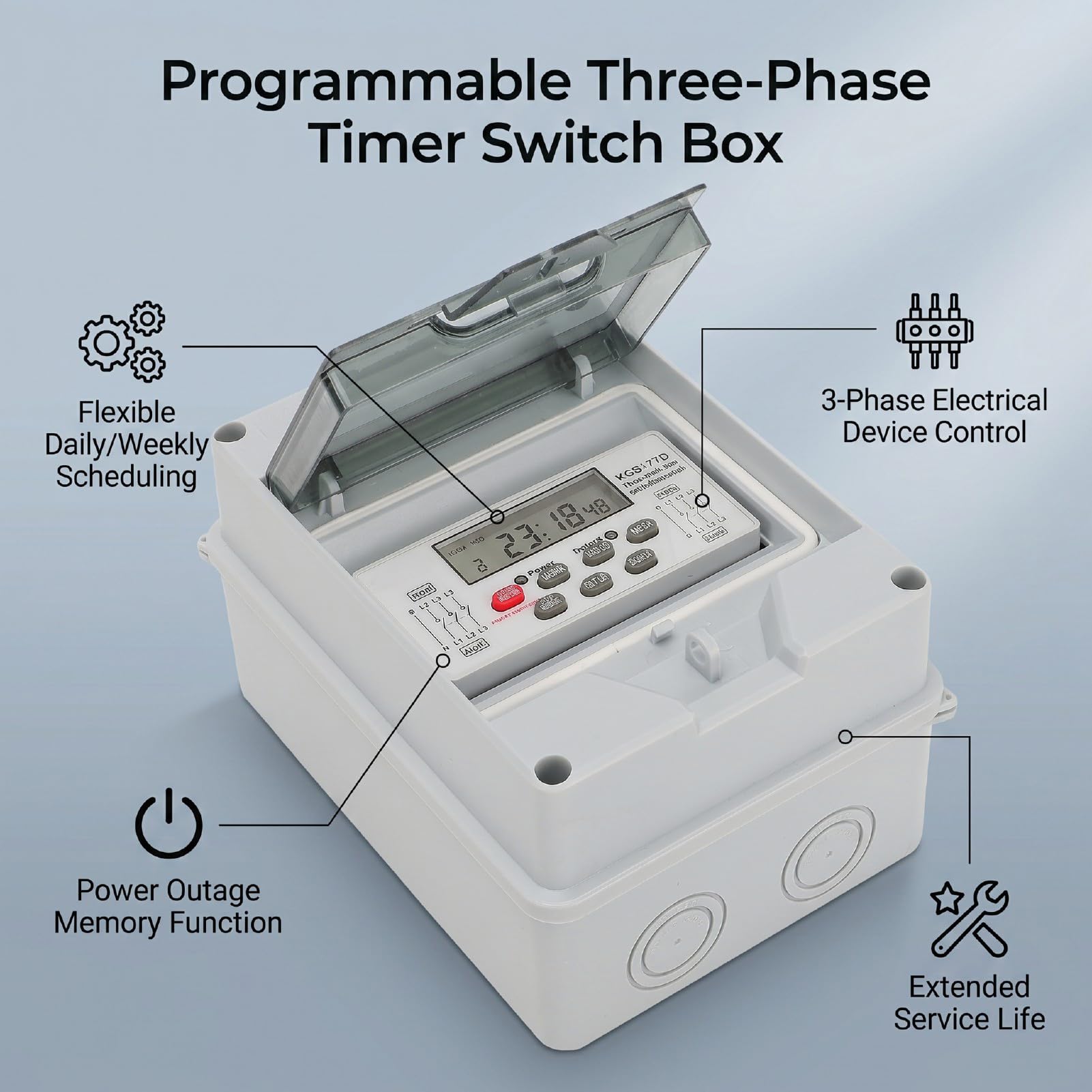 Fafeicy Minuterie Numérique 30A, Contrôle Programmable triphasé