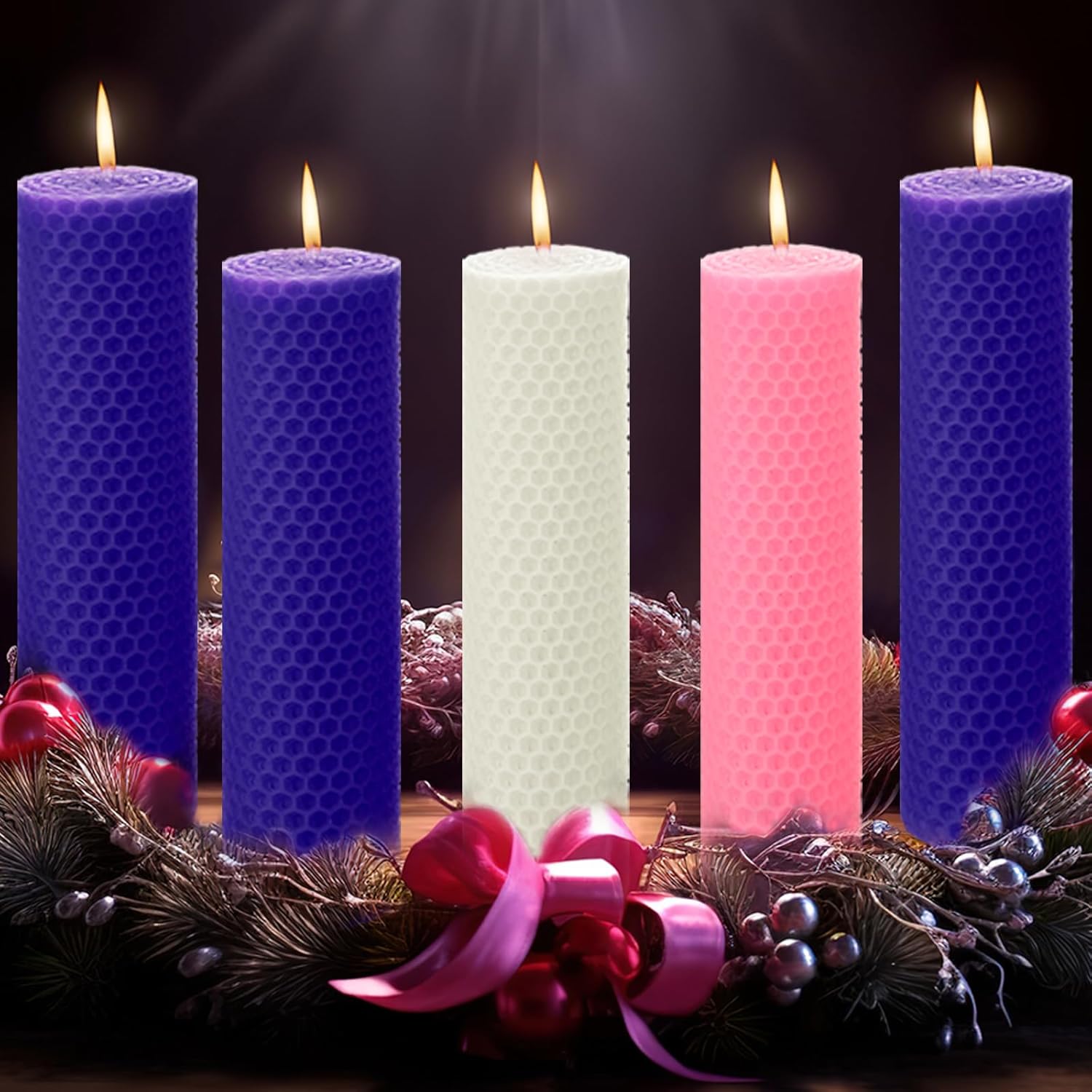 MTLEE Christmas Advent Candles Set of 5, White Advent