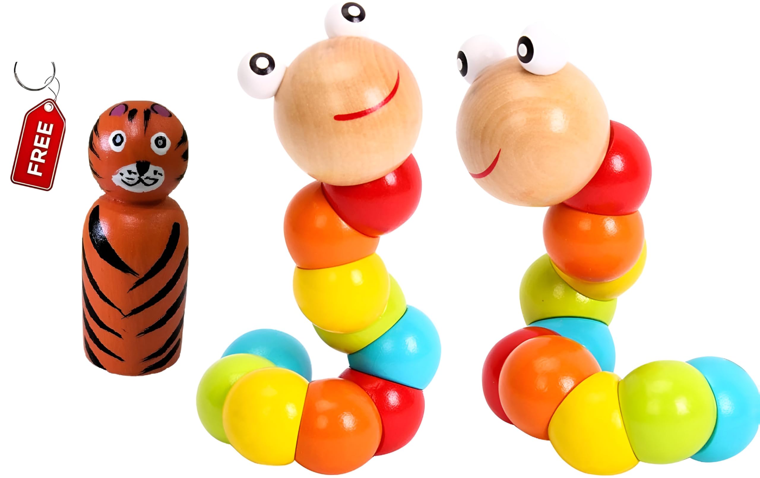 Channapatna Toys Baby Toys 6 to 12 Months, 12-18 Months, 0-3-6 Months Developmental, Crawling Toys - Infant Toys - Caterpillar Twisting Baby Boy and Baby Girl Toys (2 Pack) (Rainbow) Free Tiger Doll (B0B66QN7CD) Amazon Price History, Amazon Price Tracker