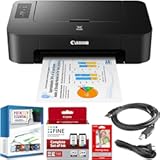 Canon PIXMA TS202 Inkjet Printer for Documents and Photos Up to 4800 x 1200 dpi with Complete Set of Full-Size Ink Cartridges Bundle Including DGE USB High Speed Print Cable &plus; Business Software Kit