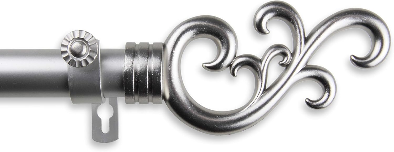 Max 1" Single Curtain Rod 28-48 inch - Satin Nickel