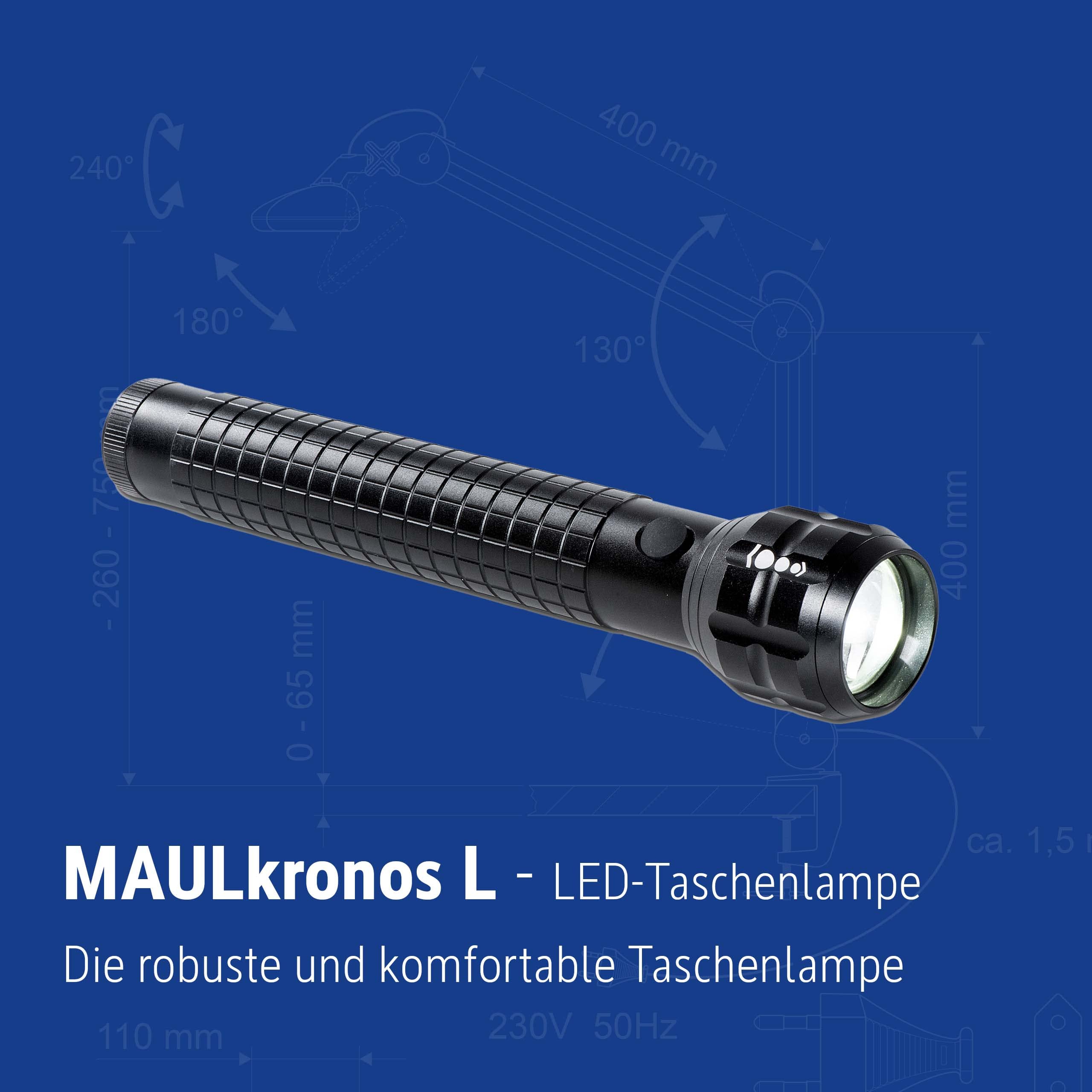 MAUL Latarka LED MAULkronos L czarna aluminiowa z zoomem