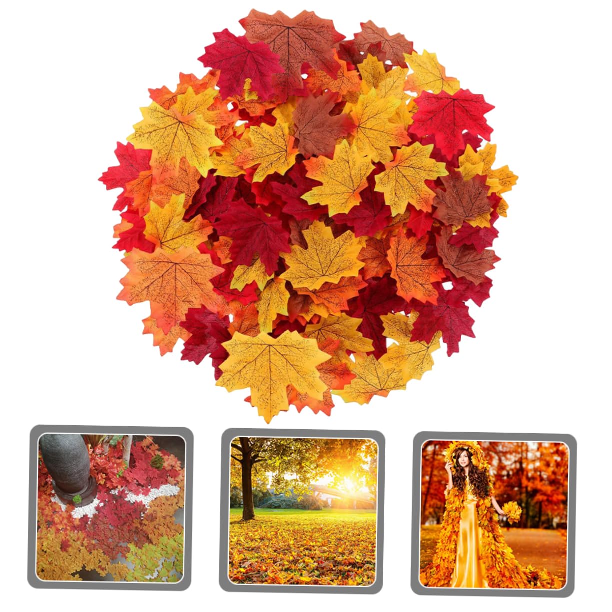 1500stücke Künstliche Ahornblätter Herbstdekoration Für Hochzeit Erntedankfest Und Partys Farbmischung Für Kreative -projekte Und Herbstliche Arrangements