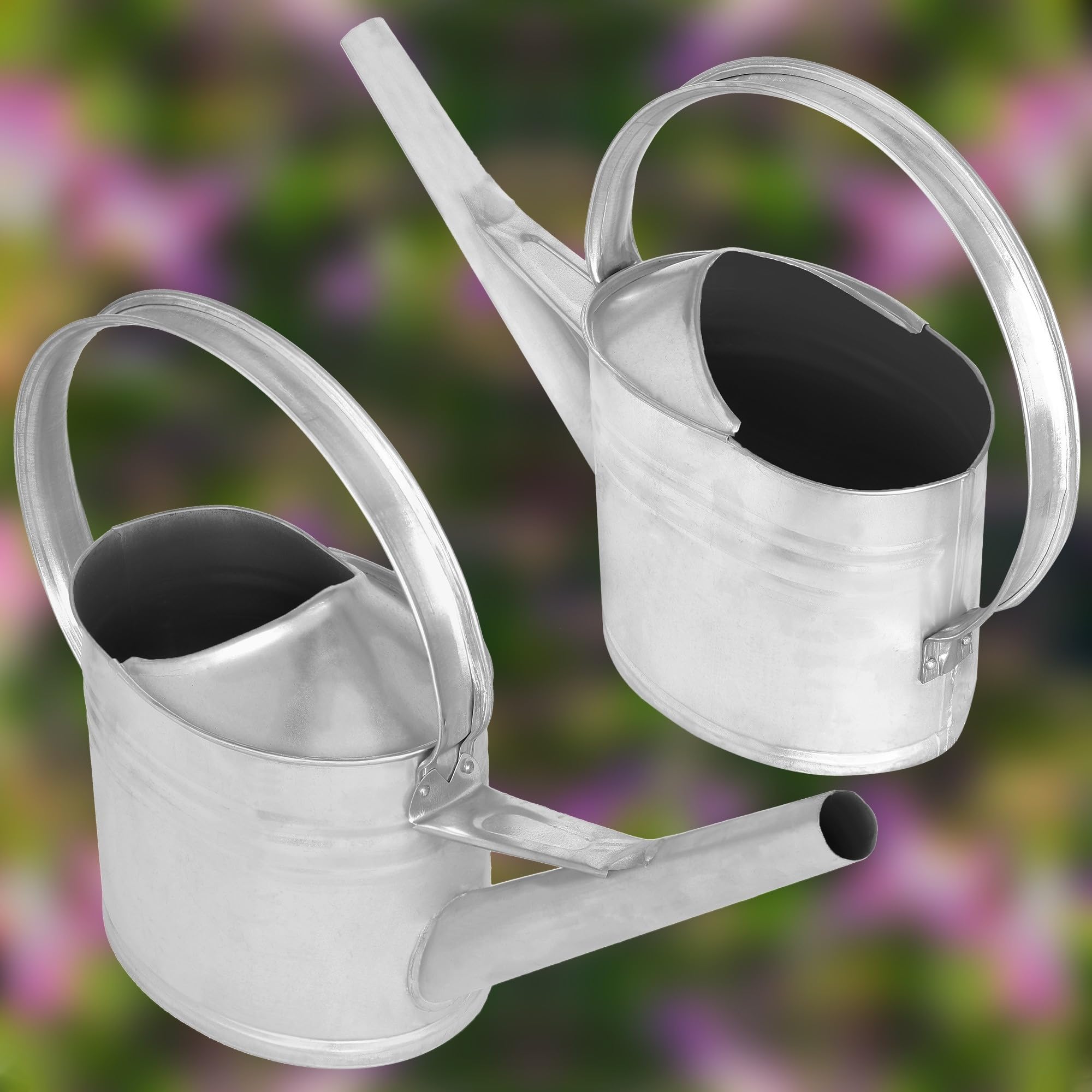 KOTARBAU® Annaffiatoio - Acciaio Zincato - 8 L - Innaffiatoio - Argento - Annaffiatoio Giardino - Con Doccia Rimovibile - per Esterno e Interno - Resistente alla Corrosione