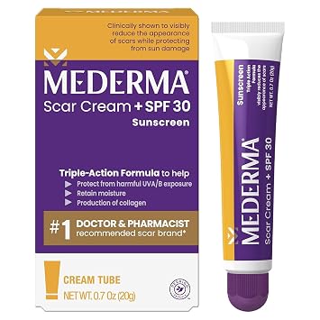 Mederma Scar Cream Plus SPF 30, Sunscreen, Protects from Sun Damage, Reduces The Appearance of Scars, 20 g, 0.7 Ounce