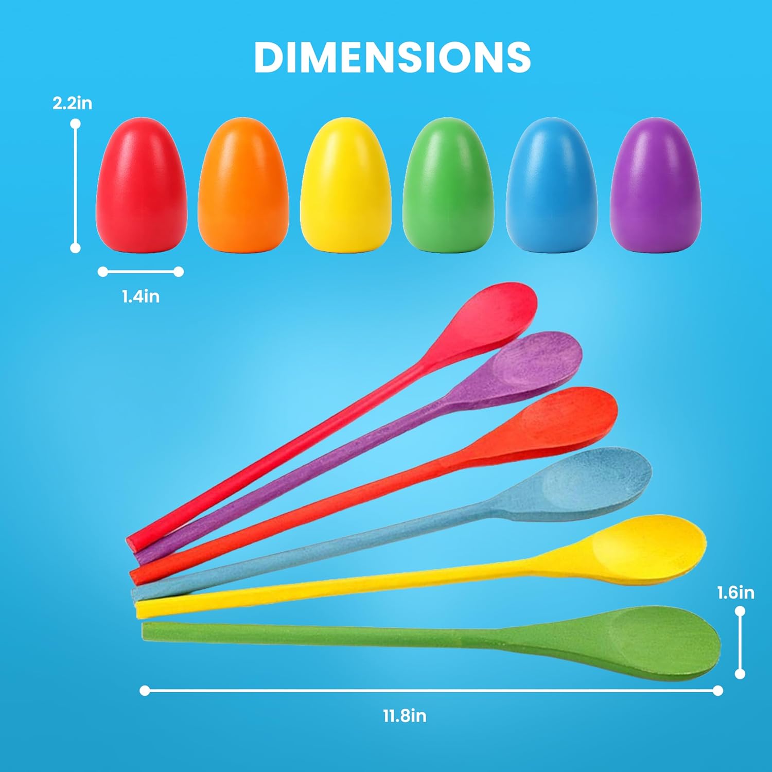 CircleCraft 12 PCS Wooden Egg Spoon Race Game Set for Kids & Adults – Balance Relay Carnival Outdoor Party Games for Birthday, School, Easter Events