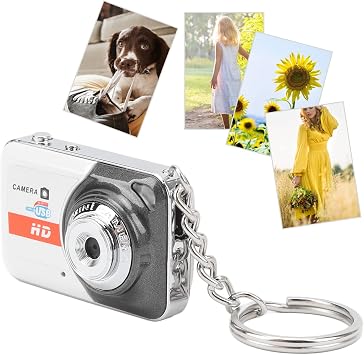 Micro , Small Toy Camera with Keychains, Video Taking Pictures, Exquisite Personality Fashion Thumb Camera, Best Kids (Silver Gray)