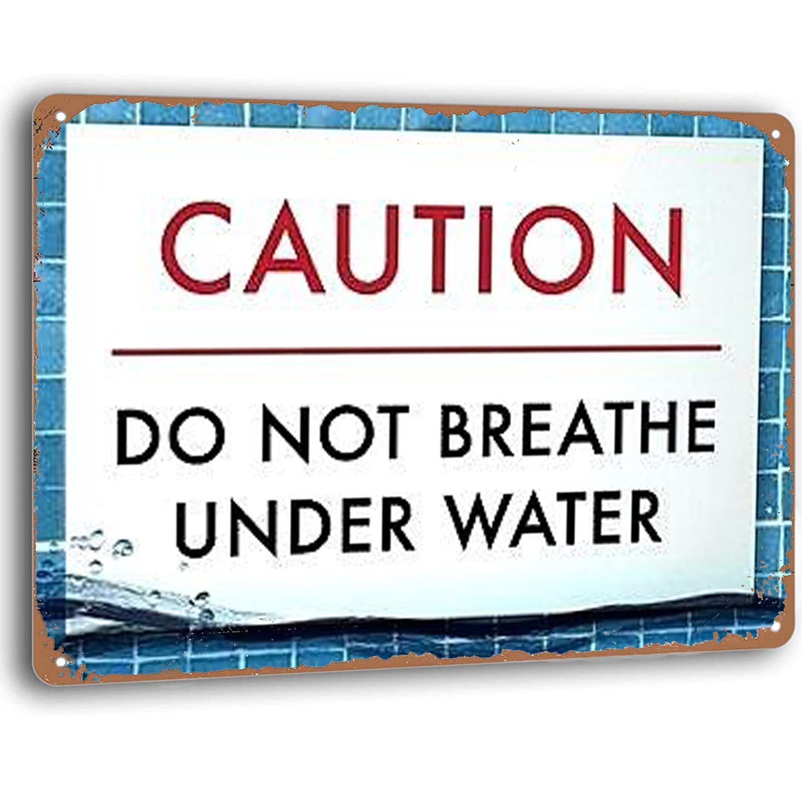 Vintage Vintage Retro Funny Pool Tin Signs Metal Sign Caution Do'T Breathee Under Water Great Outdoor Pool Rules Signs Swimming Pool Accessories Summer Vibes Party Decor Summer Swimming Sign Style