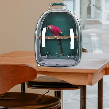 Gralara Bird Backpack Carrier for Parrots with Window for Small and Medium Birds, Green