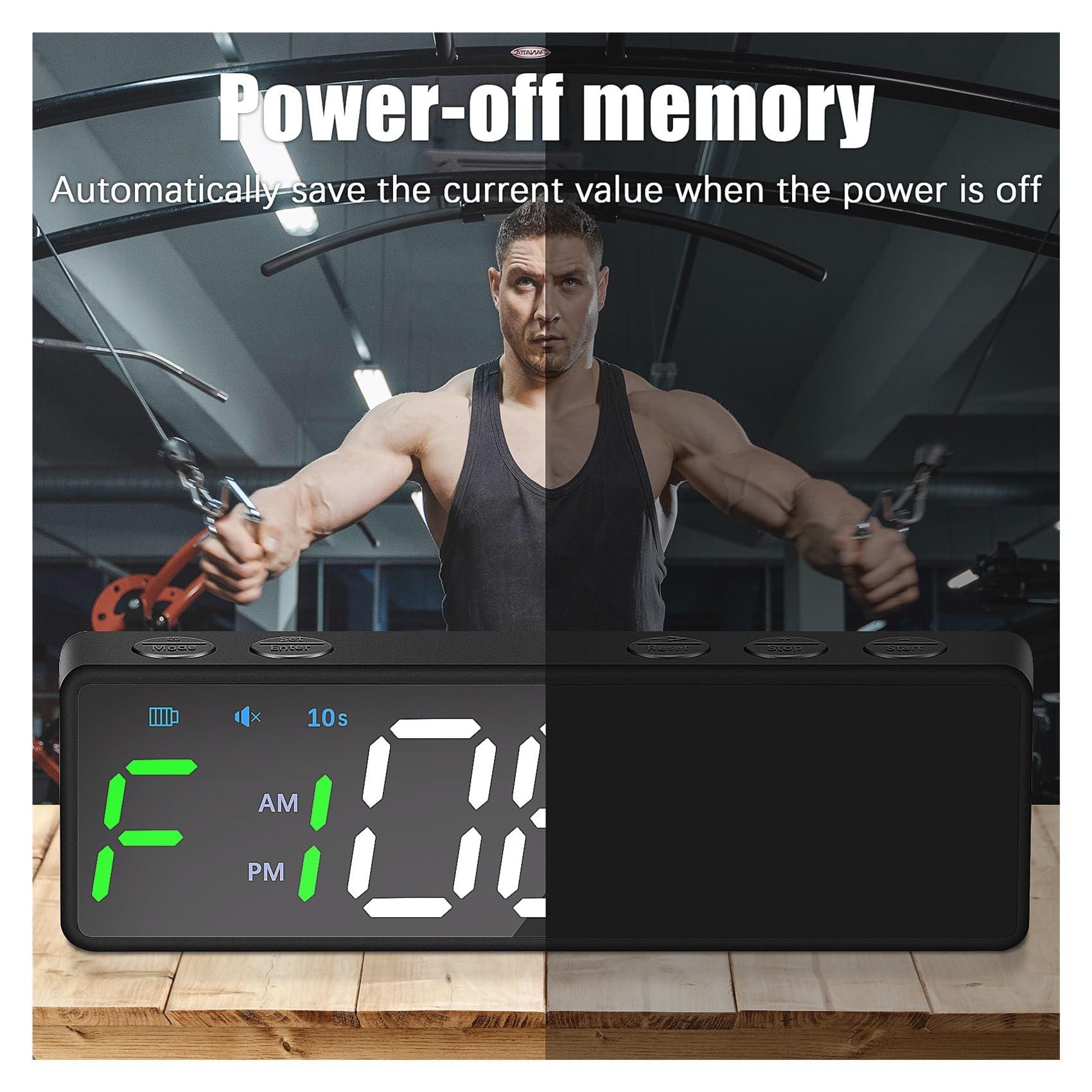 Gym Timer, Temporizador de gimnasio portátil, temporizador de intervalos, reloj de entrenamiento físico, cuenta regresiva/arriba/cronómetro magnético y recargable por USB