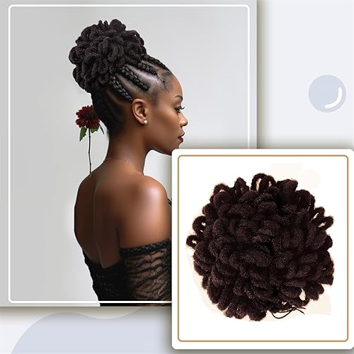 Miniatura 10 de DreadLocks Chignons Afro High Puff - Cola de caballo con cordón para coleta, extensiones de pelo sintético con clip, cola de caballo para mujeres