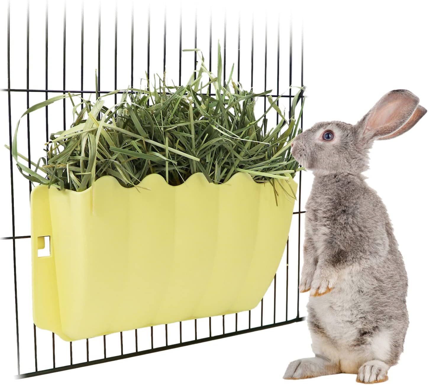 Litewoo Rabbit Hanging Hay Feeder Rack Wall-Mounted for Guinea Pig, Yellow