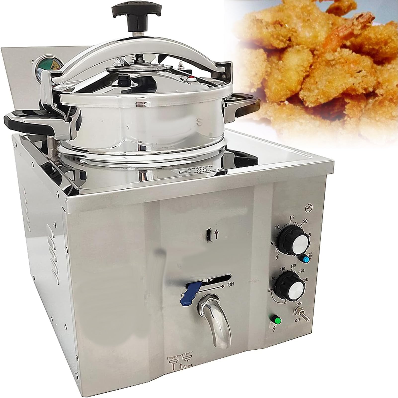 PweKzxt 16L Large Capacity Commercial Air Fryer, 16L High Pressure Fried Chicken Stove,High Power Electric Pressure Fryer 50-200℃ Adjustable Temperature, for Home, Catering, Food Truck