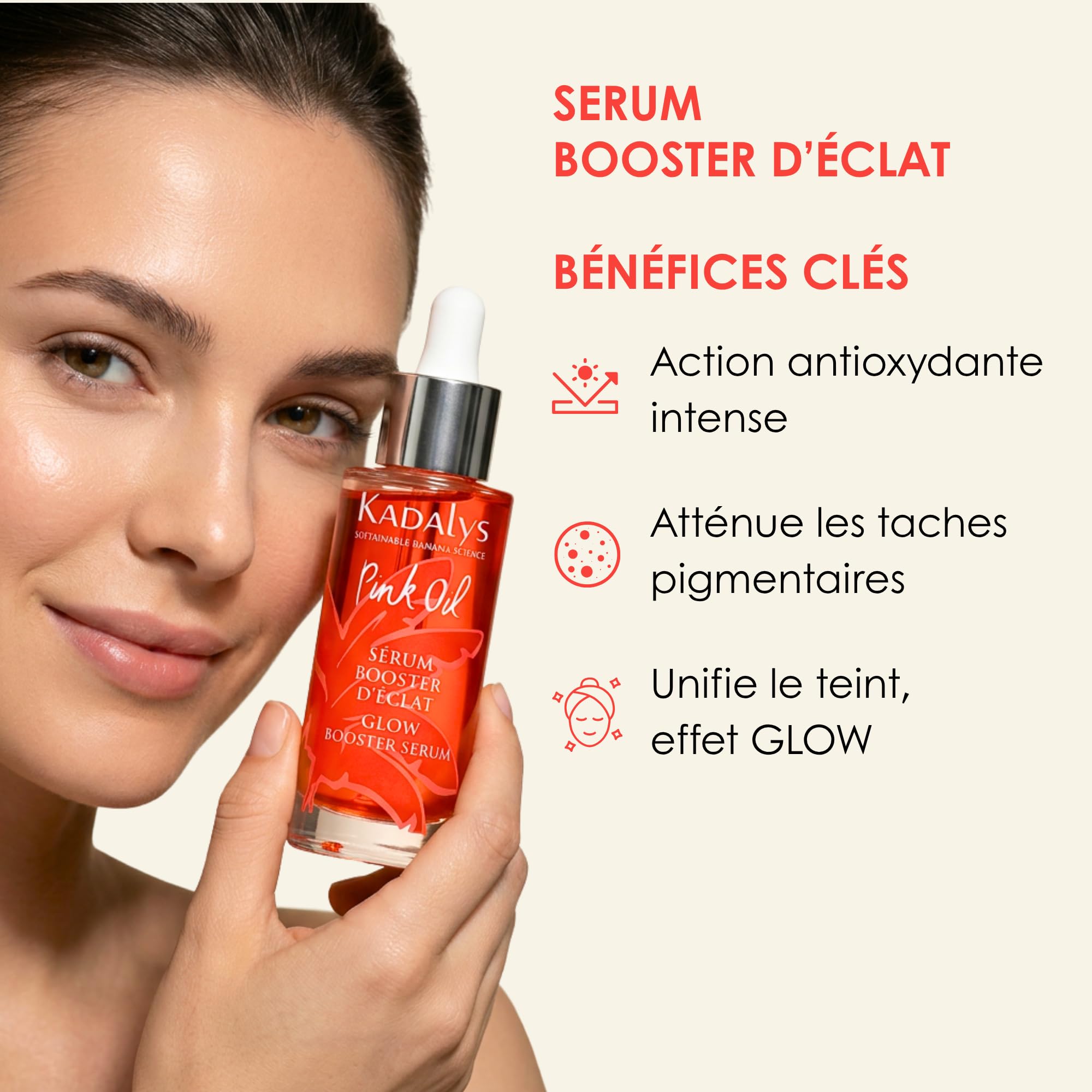 Sérum Booster d’Éclat Pink Oil certifié BIO – Sérum Visage Éclat Anti-Taches – Pink Oil Banane Rose & Gingembre, Fabriqué en France 30 ml