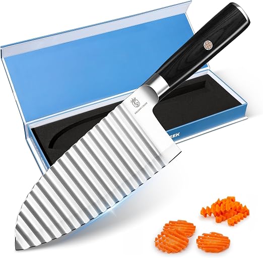 Dragon Creek Crinkle Cutter Knife - Wavy Chopper Potatoes | Crinkle Wave Fry Cutter for Vegetable Fruits Fun Carrot Chip Slicer Thanksgiving Gift Idea Stainless Steel