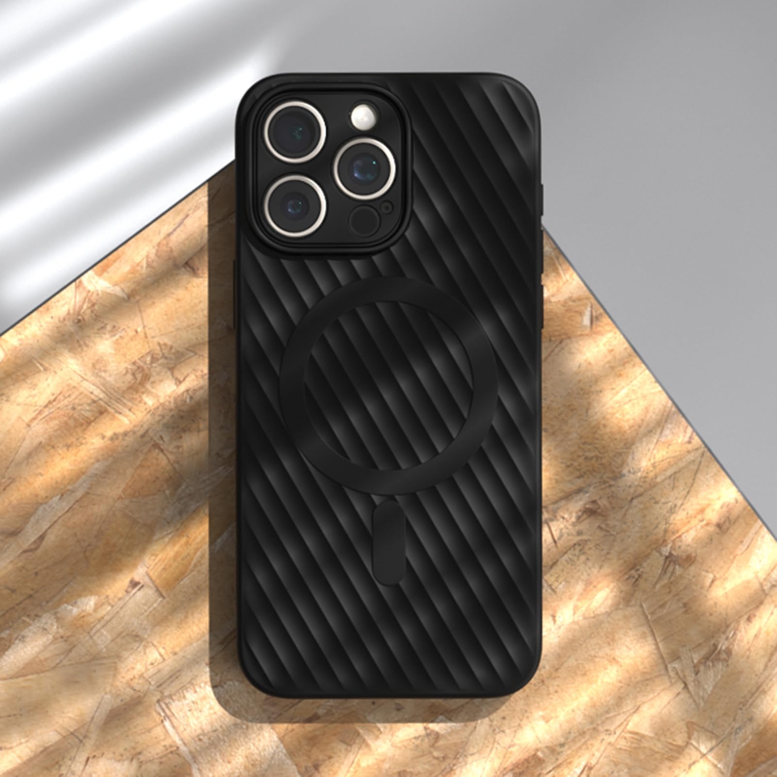 Custodia Sottile per iPhone 15 PRO Max/15 PRO, Cover Protezione Completa Fotocamera, Magnetica Silicone Antiscivolo Morbida Caso,Nero,15Pro