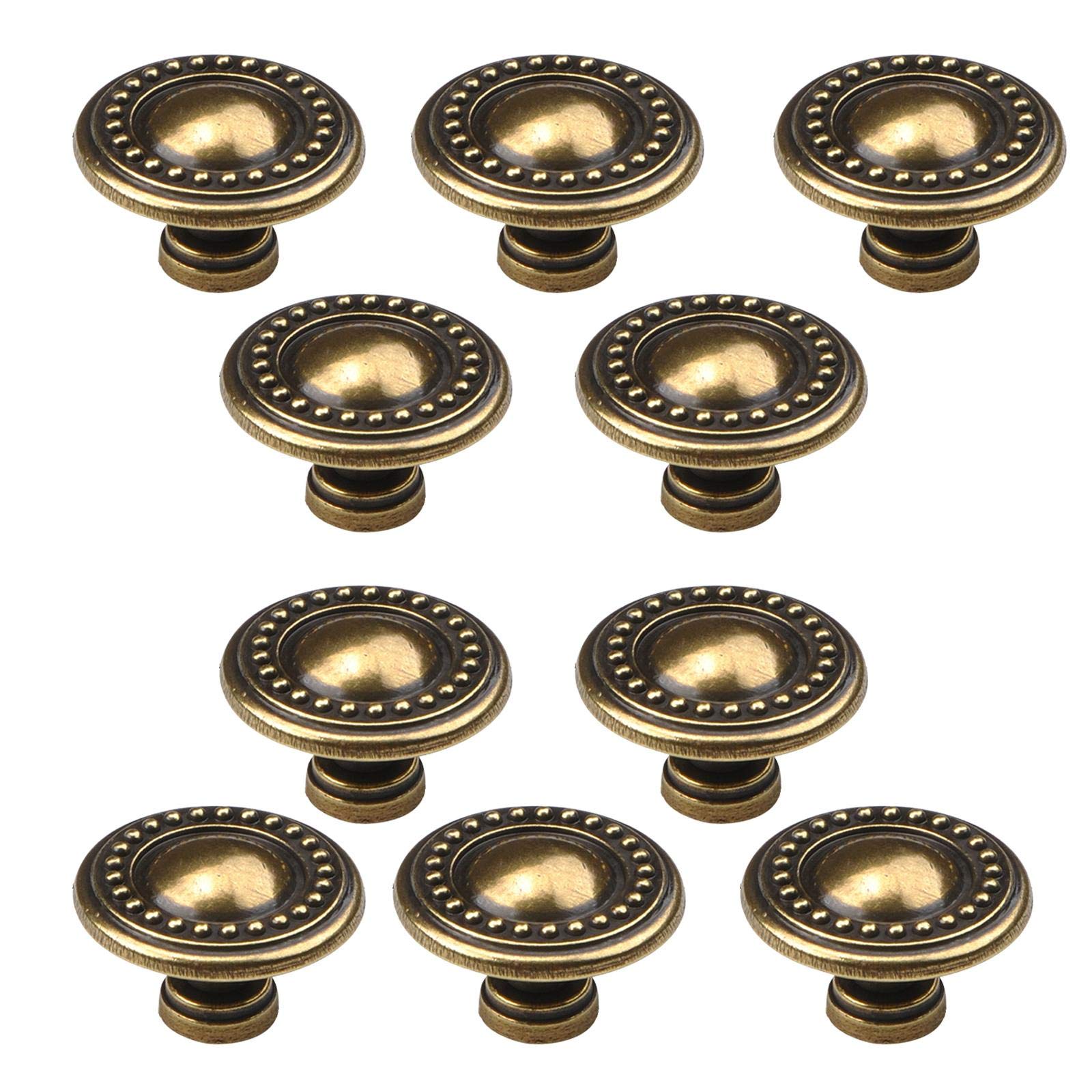 Mayabi Bronze Vintage Cabinet Knobs,Pulls Handle,10X Vintage Round Door Knobs For Cupboards Antique Zinc Alloy Cupboard Door Knobs Cupboard Cabinet Drawer Kitchen Door Knobs Pull Handles Kitche