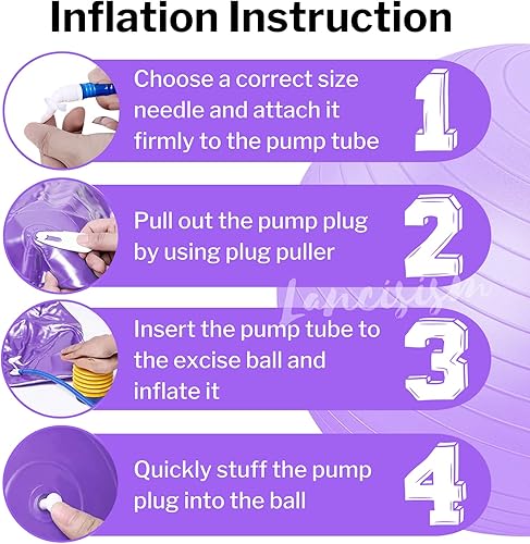 Miniatura 10 de Juego de equipo de batería cardiovascular  Pelota de ejercicio de 26 pulgadas con bomba y palos de batería cardiovasculares con empuñaduras