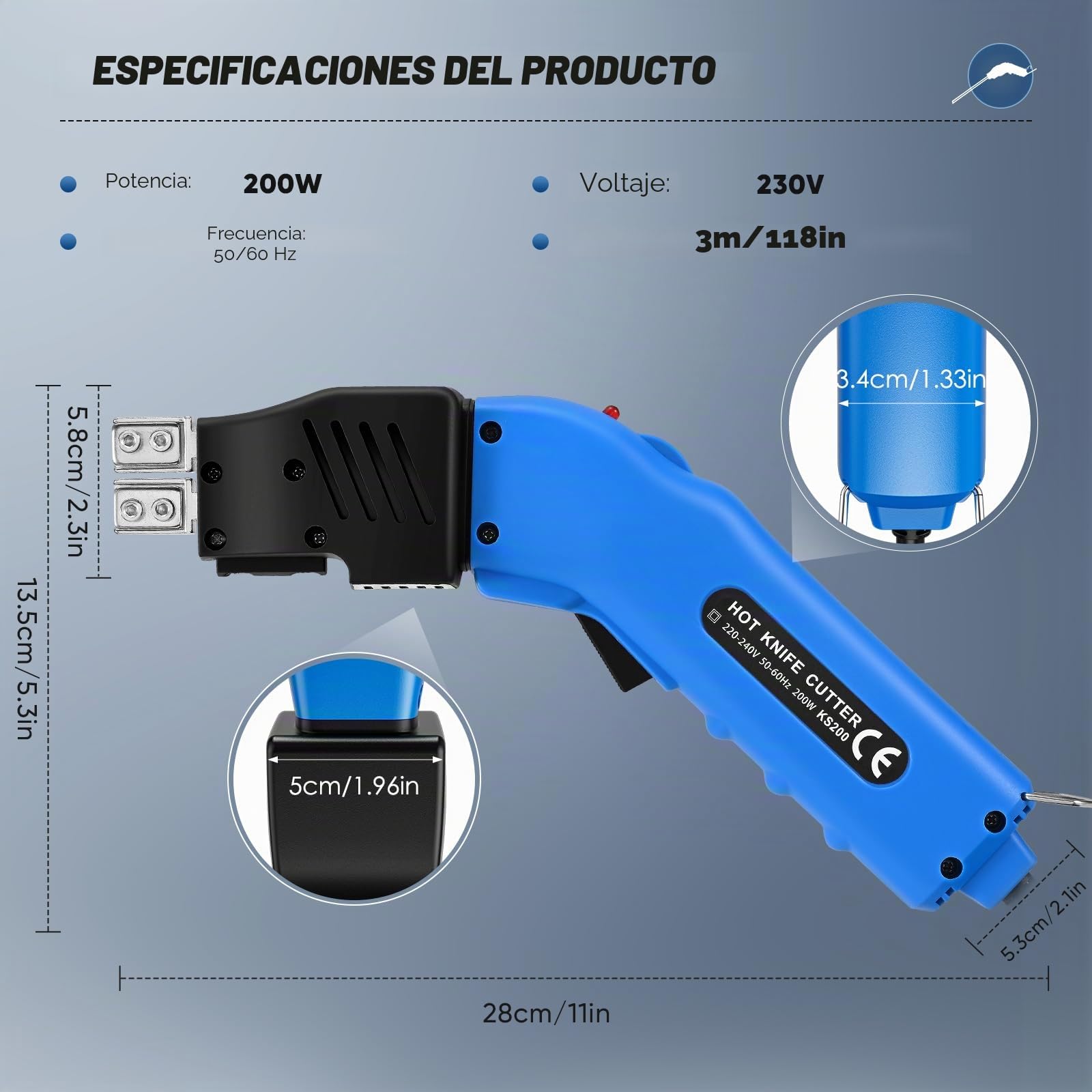 200W Refrigerado por Aire Cortador de Espuma Eléctrico Hot Knife Kit de herramientas de corte de espuma de poliestireno con pinza DIY Alambre caliente con Bendable 24H de Trabajo