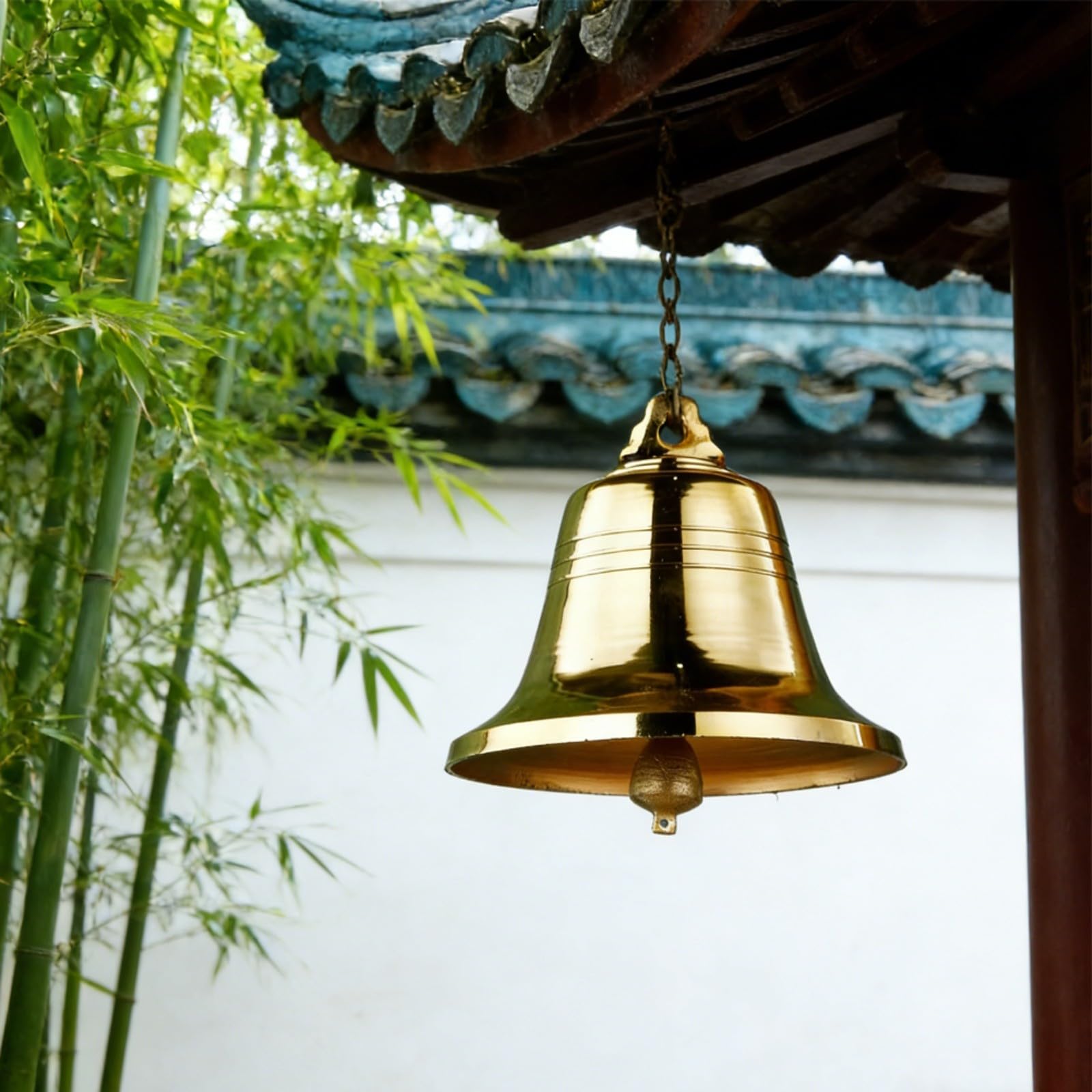 Carillon éolien en cuivre pour yoga et décoration de jardin zen jaune