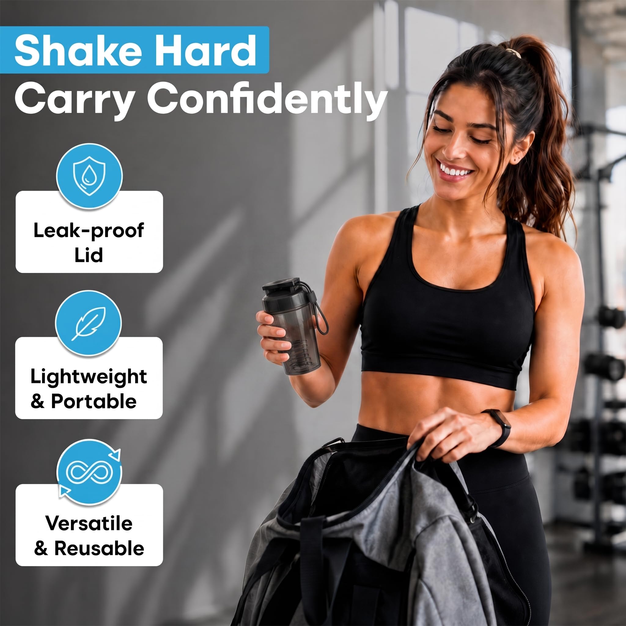 Travel-Friendly Small Shaker Bottle for Protein Shakes, Supplements: 2-Pack — Amazon image 2