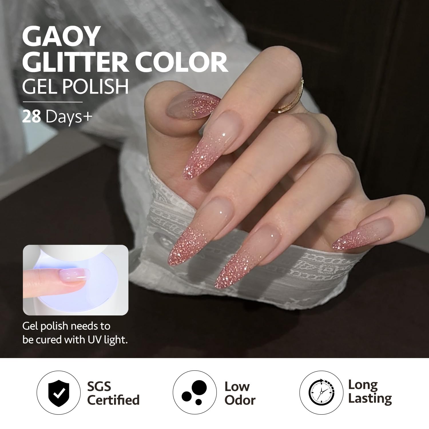 Juego de esmaltes de uñas de gel con purpurina reflectante, 6 colores, rojo, rosa, plateado, holográfico, brillante, curado con luz UV para salón y arte de uñas, bricolaje en casa, opulencia 6
