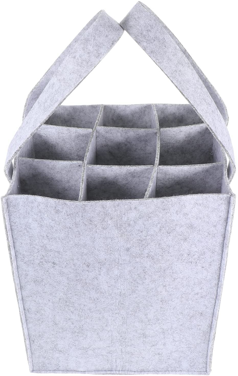 Advance Geotextiles 9 Bottle Wine Carrier Bag, Reusable Wine Bottle Tote Bag, Portable Wine Travel Bag with Handle for Picnic, Camping, Travel, Wine Tasting, Party (Light Grey 9 Pockets)