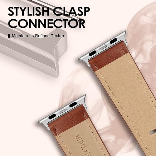 Vista 183 de Correa de cuero compatible con correas de Apple Watch de 1.811 in, 1.772 in, 1.732 in, 1.654 in (Serie 1/2/3) para hombres y mujeres, correa de Azul