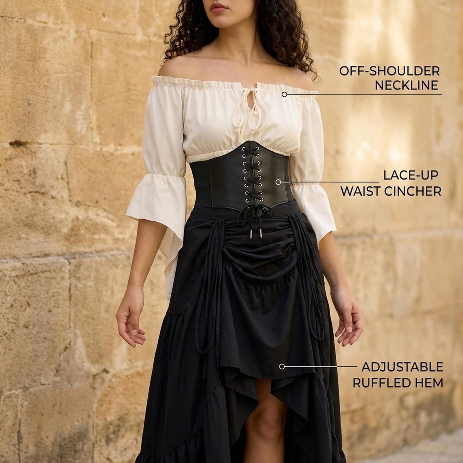 Costume da pirata medievale per Halloween, da donna