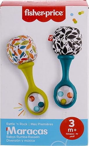 Miniatura 6 de Fisher-Price Rattle 'n Rock Maracas - Juego de 2 instrumentos musicales suaves para bebés de más de 3 meses, colores neutros