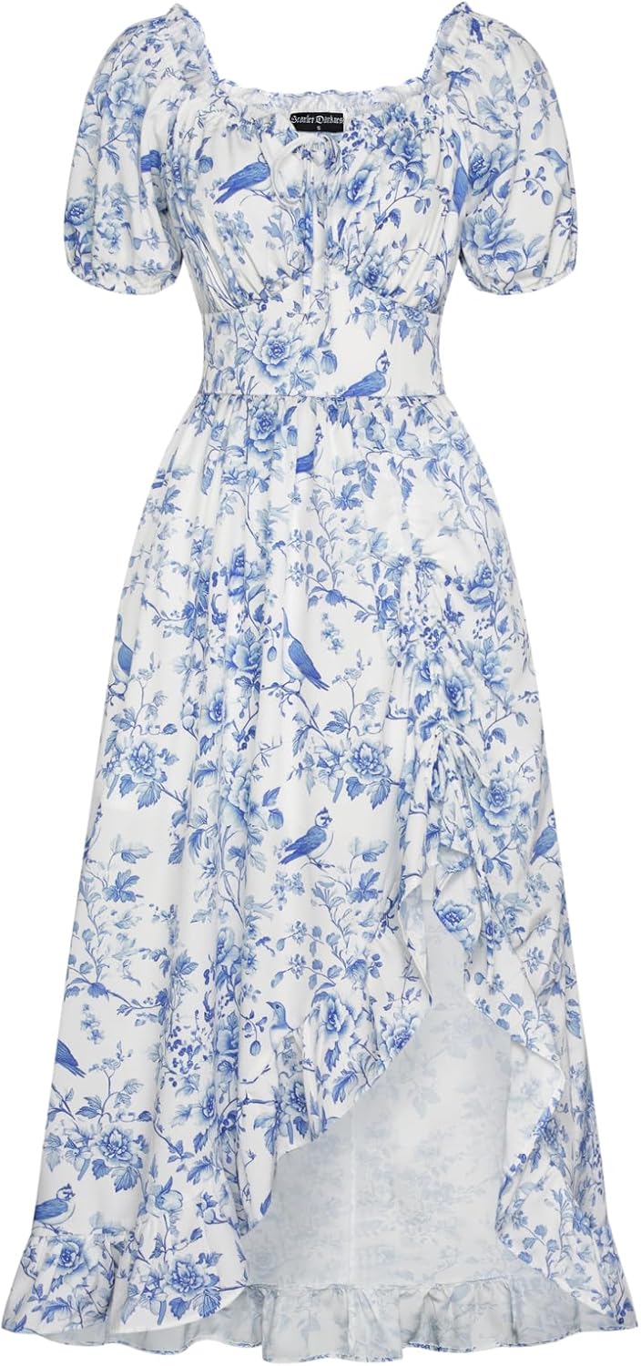 Scarlet Darkness Renaissance Dress Women Cottagecore Corset Dress Ruffle Maxi Dress with Pockets - Image 7