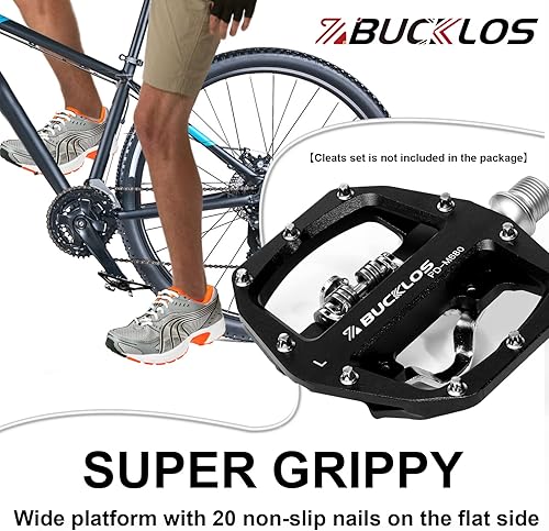 Miniatura 3 de BUCKLOS Pedales de bicicleta de montaña PD-M680 SPD MTB, compatibles con tacos Shimano SPD, 3 rodamientos sellados, doble clip plano sin clip y