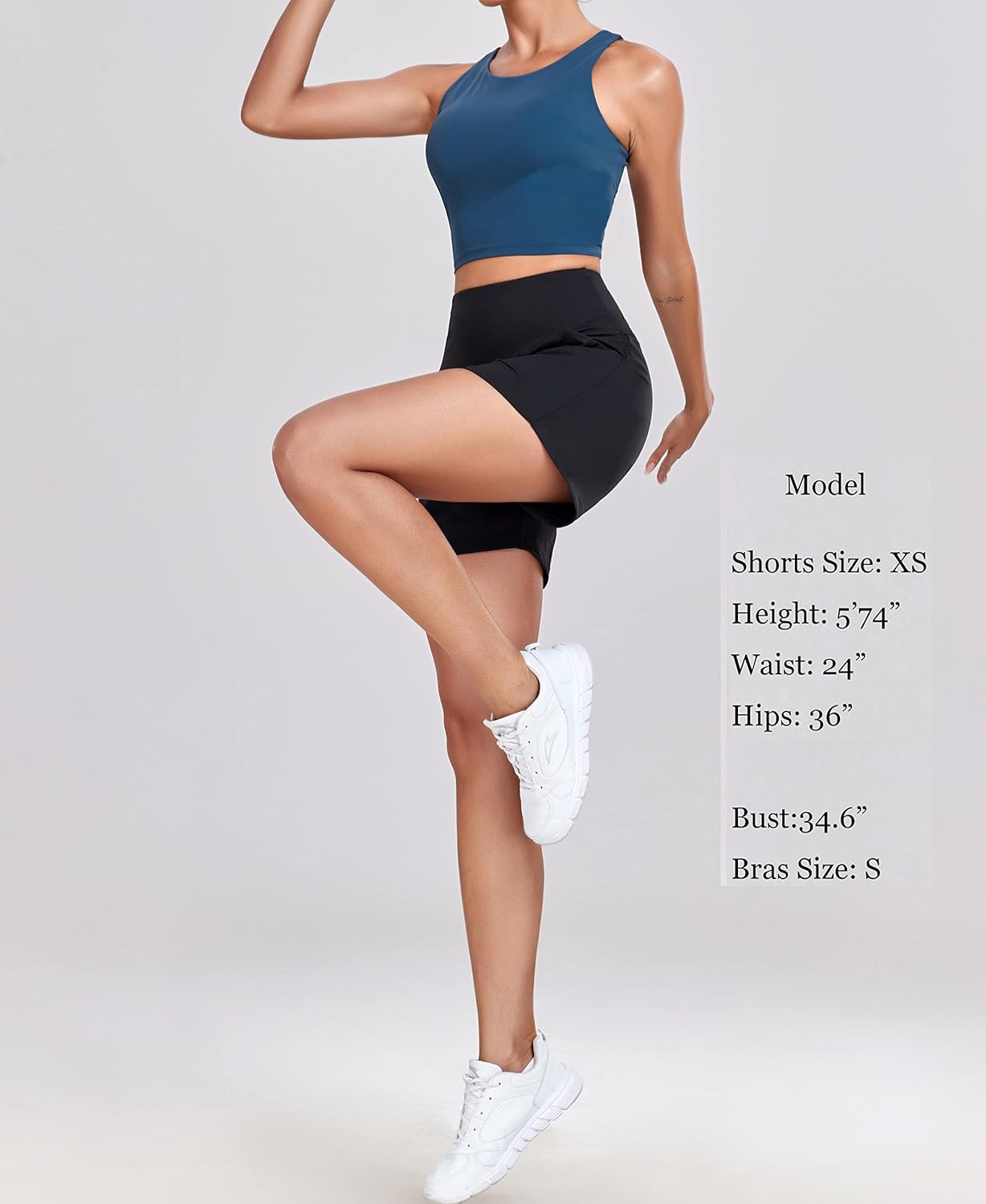 Oalka Women's High Waisted Shorts Yoga Workout Bermuda Long Hiking Shorts with Pockets - Image 5