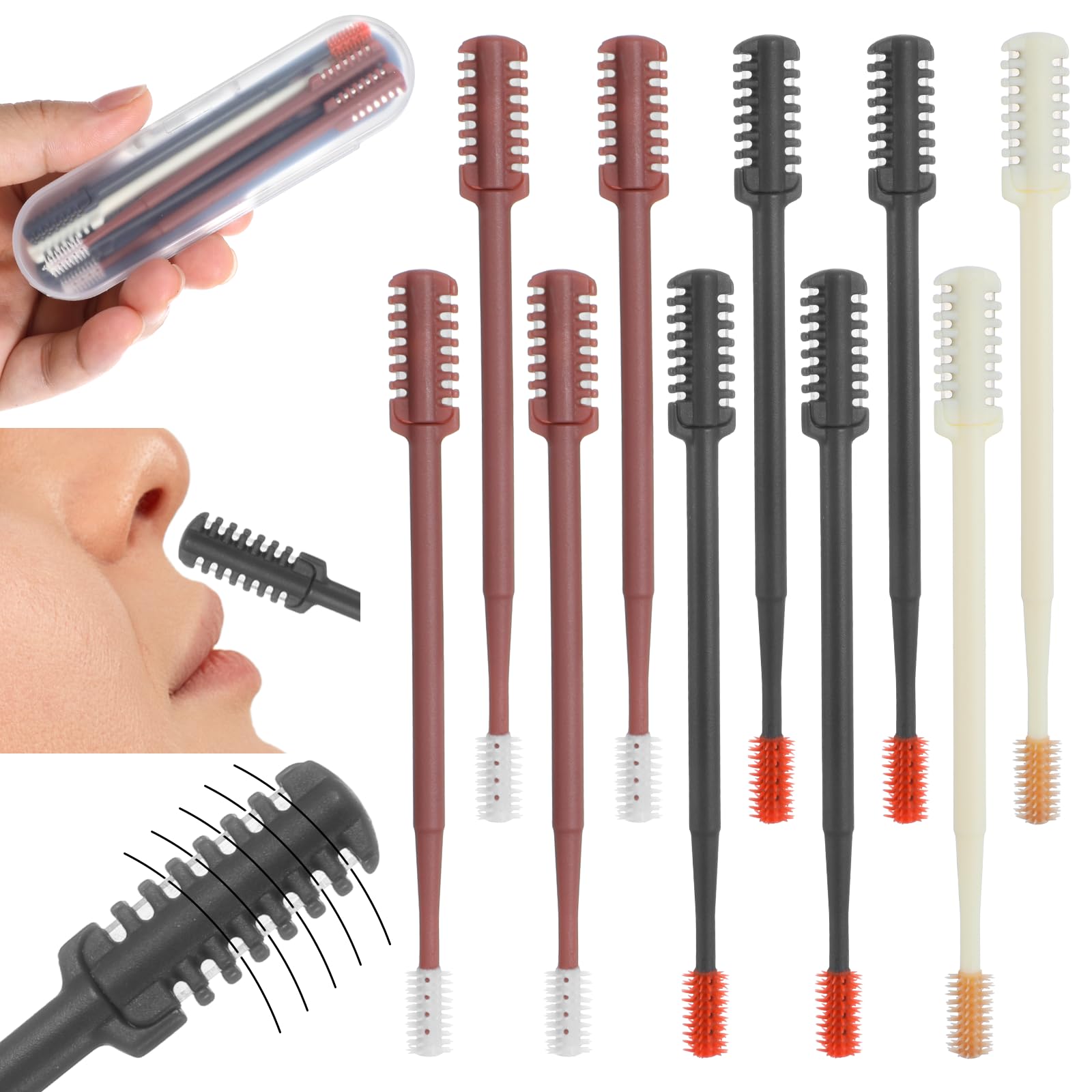 5PCS 2-in-1 Nasal Hair Cutter Nasal Hair Cutter Upgrade 360 Nostril Hairs Remover Tool Portable Manual Nasals Hairs