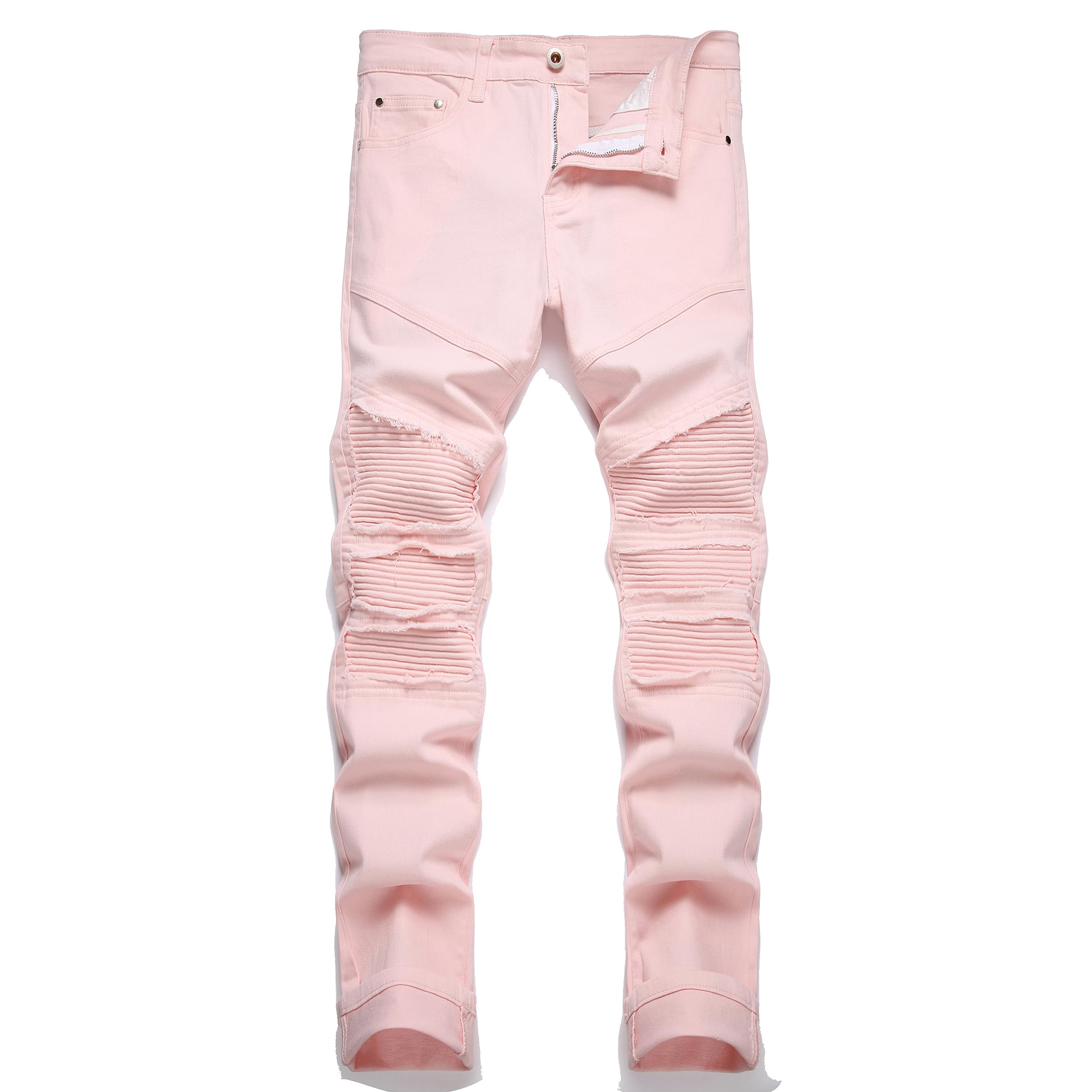 RXXKKK Men's Classic Zipper Biker Regular Fit Flex Jean