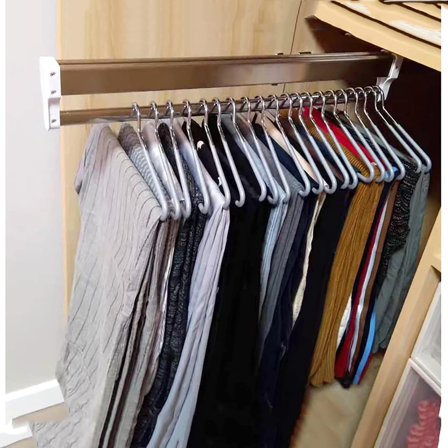 Drawer Hanger Rail for Wardrobe or Cloak - Elastic Pants Hanger Clothes Storage Closet Slide Hanger Slide Coat Hanger - 30-80cm Closet Clothes Hanger Rail, Drawer Closet Rod, Wardrobe Clothes Rail