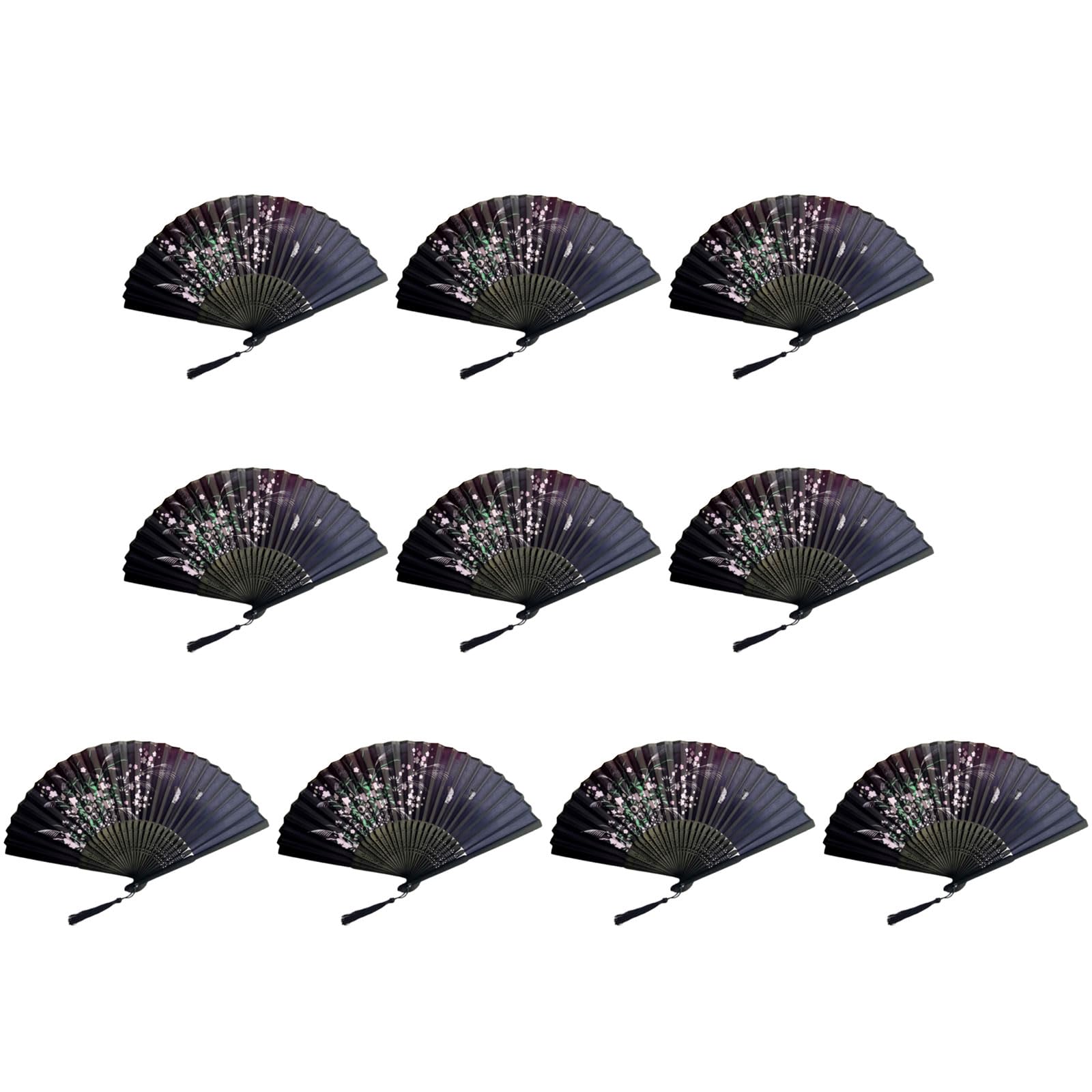 Tsophreniq Of 10 Bamboo Folding Fans Traditional Chinese Handheld Fan with Elegant Carvings for Cooling and Decoration Bamboo Fan