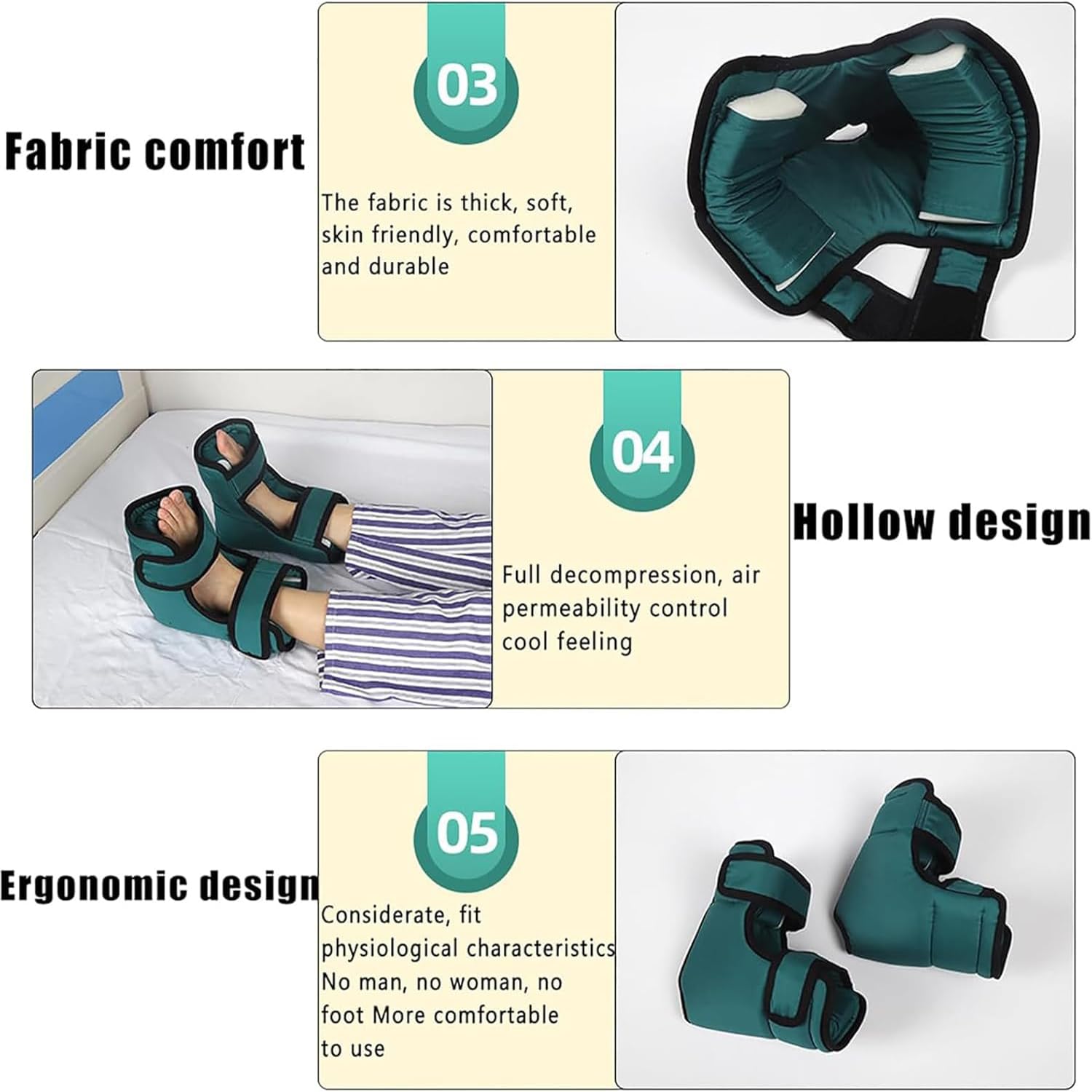 Cojín protector de talón de 2 piezas, diseño ergonómico/no encoge, lavable suave y grueso, para usuarios de sillas de ruedas a largo plazo, ancianos postrados en cama a largo plazo, sometidos a cirugí